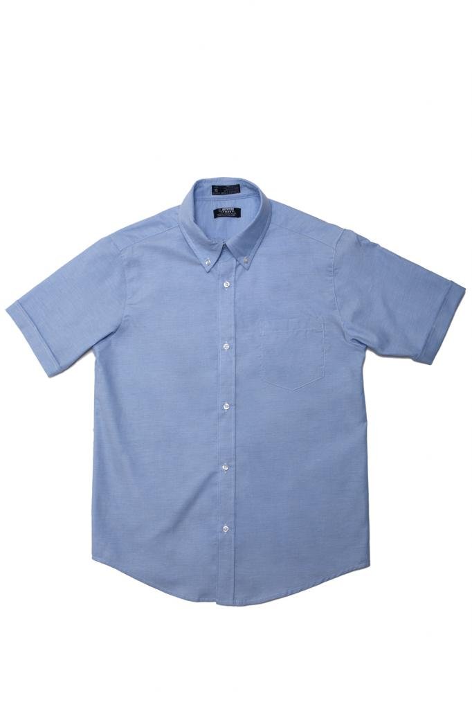French Toast Boys' Short Sleeve Button Down Oxford Shirt (Light Blue)