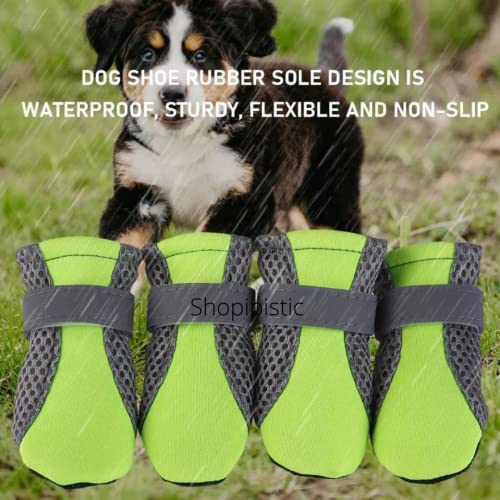 Image of Dog Shoes for Shih Tzu, Indoor Anti-Slip Dog Paw Shoes with Grip Pads for Tile & Wooden Floors, Puppy Paw Protector for Small Dogs, NOT for Outdoor Use or Large Dogs (Green, Size 3)