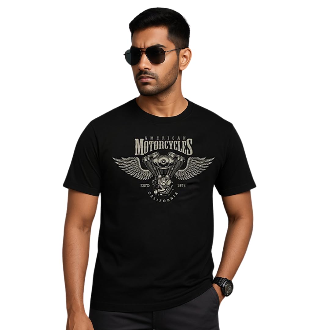 Unisex Regular Fit American Motorcycle California Biker Vintage Graphic Printed T-Shirt, Biker Quotes, Mens Biker Jacket