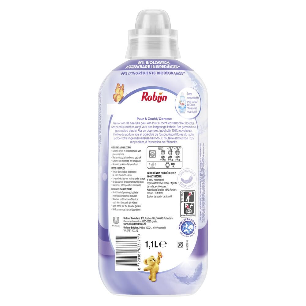 Robijn płyn do płukania tkanin – Pure & Soft – 55 prania/1,1 litra