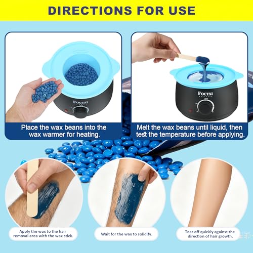 Image of Hard Wax Beads, 1.2lb Wax Beans for Hair Removal Sensitive Skin + 10 Large Applicator Sticks - Coarse Hair Formula - Brazilian Bikini, Face, Eyebrows, Underarms, Arms, Chest, Back, Legs