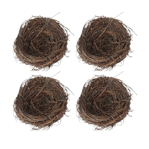 Syengery 4 Pièces Nid À Oiseaux en Rotin Tressé À La Main - Abri Confortable pour La Reproduction des Oiseaux, Hamsters Et Petits Animaux - Décoration De...
