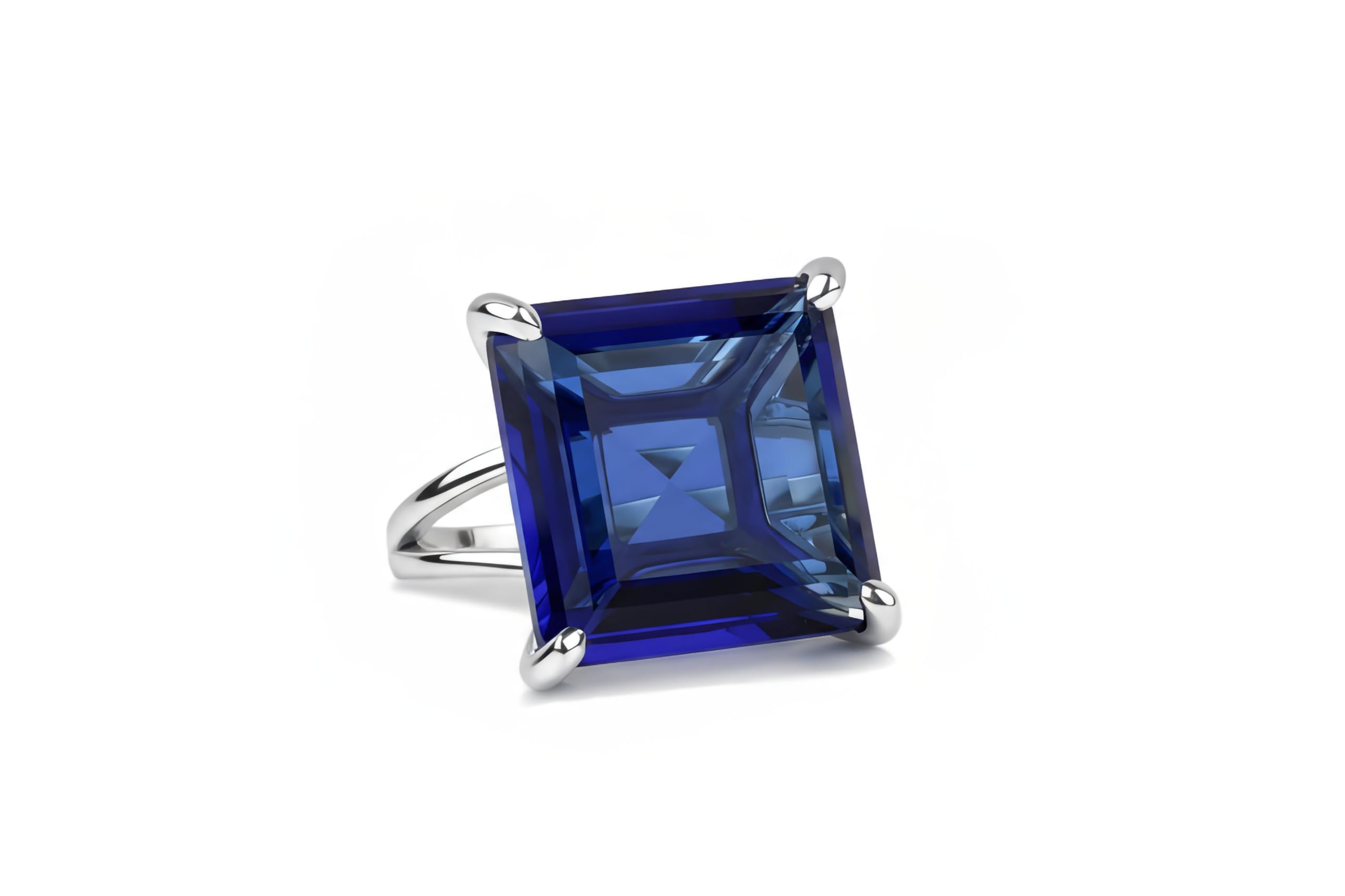 Précieux Saphir Bague en Argent Sterling - Bagues en Pierres Naturelles - Bagues de Mariage, Fiançailles, Cadeaux, Pierres de Naissance pour Femmes - Bijoux de Mode - Choisissez la Taille de la Bague