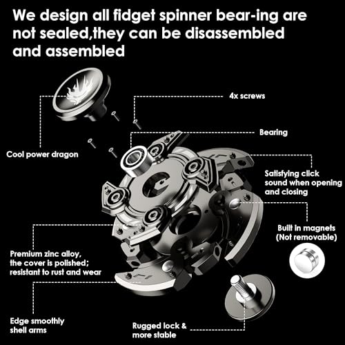 Image of INNOPLUS Fidget Spinner for Adults, Cool Open-Armor Metal Fidget with Magnetic Transformation, Portable Hand Spinner EDC Stress Relief Gadget for ADHD, Anxiety, Autism