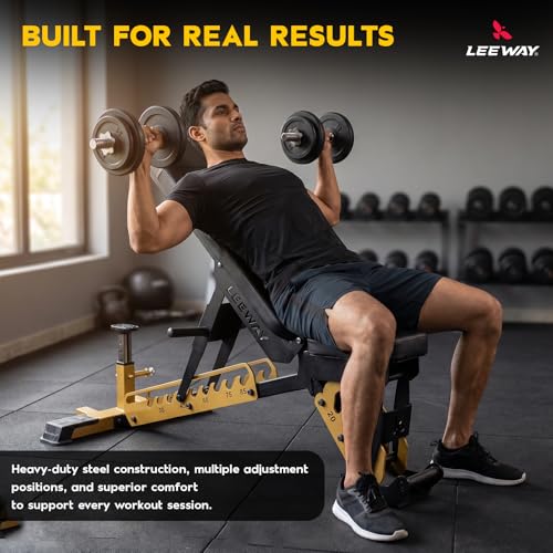 Image of Leeway LF99 Bench Press for Home Gym | Adjustable Gym Bench for Home| Heavy Duty Multi Incline Decline Flat Steel Workout Station | Multipurpose 30 to 85 Degrees | Commercial Grade Exercise Table (Black, Bench LF99, 1)