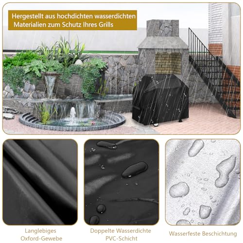 Grillabdeckung 145 x 61 x 117 cm, Grillabdeckung Wetterfest, strapazierfähig, Oxford-Gewebe,Grill abdeckhaube, Winddicht, Staubschutz, reißfest und UV-Schutz, mit Aufbewahrungstasche 2