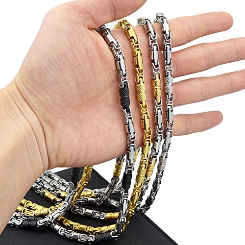 Qiaonitu Men Women 316L Stainless Steel Geometric Byzantine Link Chain Necklace 6mm Punk Rock Silver Color Gold Plated Bike Biker Necklace Jewelry2
