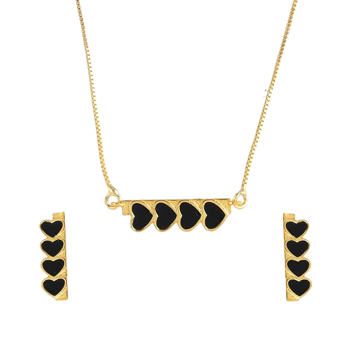 voylla Valentine's Day Collection Edgy Black Hearts Pendant Set|Valentine Gift For Her|Gift For Wome|Gift For Her|-picture-14