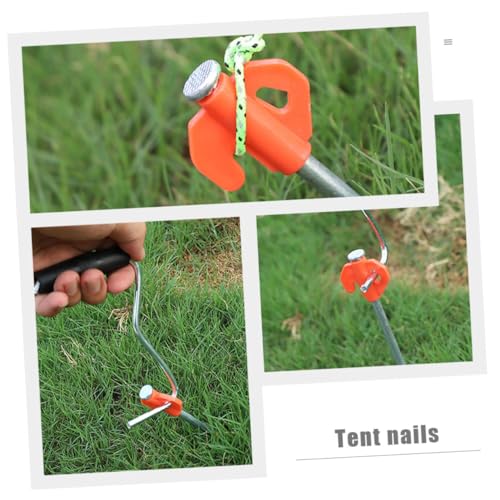 Estacas para tienda de campaña Anneome 10 pcs con cabezas de plástico, acero y naranja para camping y senderismo miniatura 5