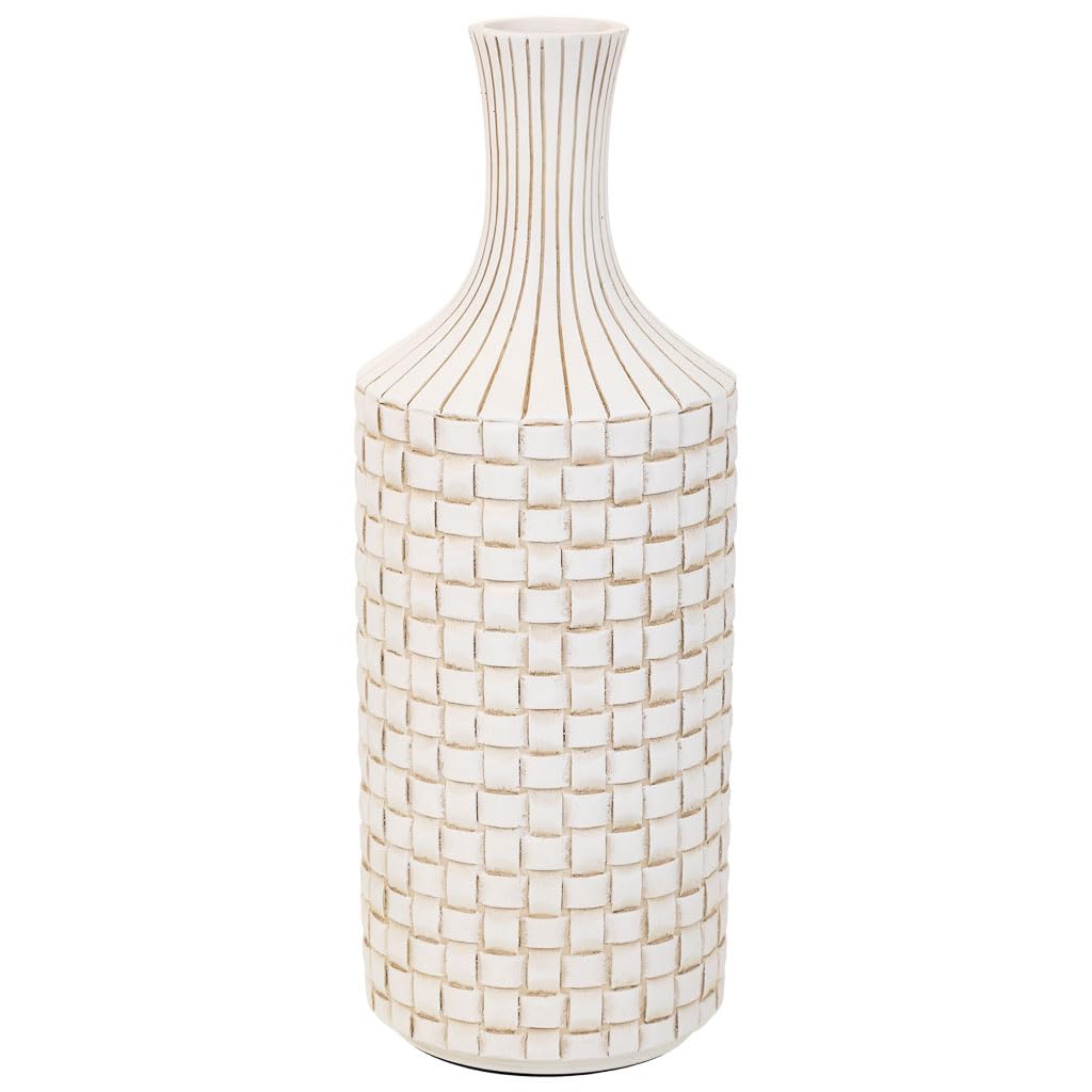 WANDERLUST DECO Jarrón de poliresina Blanco 14,5x14,5x39,5