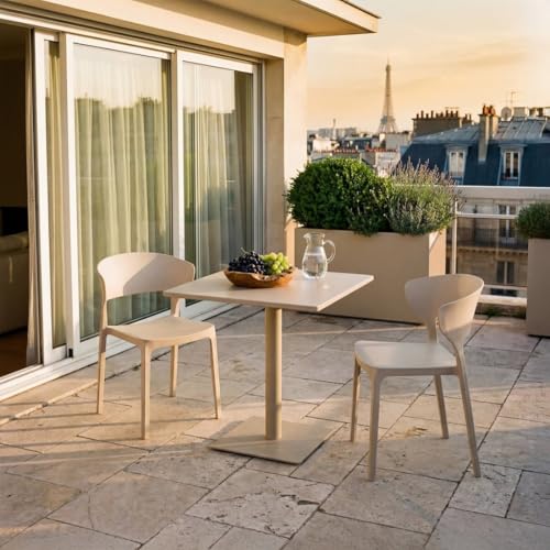 KLAST Chaise de Salle à Manger Serin en Polypropylène Beige, Empilable et Légère pour Intérieurs et Extérieurs, Confort et Élégance. Dimensions : 48 cm x 76 cm