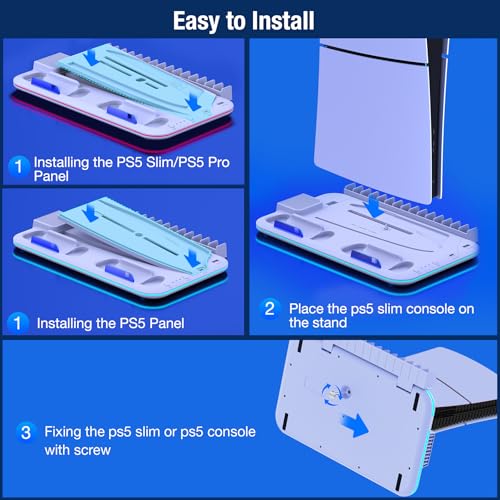 Support PS5 et station de refroidissement avec chargeur manette et LED - 6