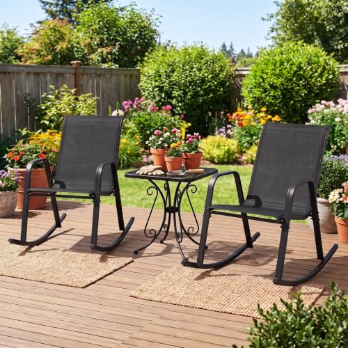 Tangkula Outdoor Mesh Fabric Rocking Chairs Set of 2 - Image 5