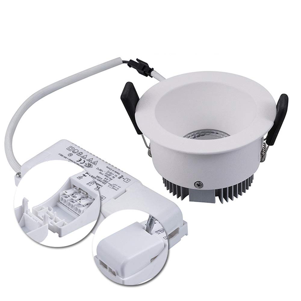 Foco de Techo LED Blanco antideslumbrante de Perfil bajo de 8 W, CRI 80, Empotrado para porches y sótanos.
