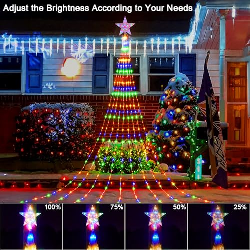 JIMACRO Outdoor Christmas Light, 2 m x 9 Branch Solar String Lights Christmas Tree with Star - Image 2