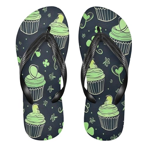 Flip Flop Sandal for Men Women Cupcakes and Shamrocks Summer Thong Sandal Beach Water Shoes,XS2