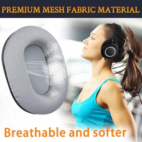 Image of SOULWIT Earpads Replacement for Audio Technica ATH M50X M50XBT M50RD M40X M30X M20X MSR7 SX1 Monitor Headphones, Ear Pads Cushions with Durable Mesh Fabric, High-Density Foam - Grey
