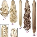 Long Short Claw Ponytail Hair Extension One Piece Cute Clip in on Ponytail Jaw/Claw Synthetic Straight Curly Hairpieces 21" Straight Bleach Blonde - Image 6