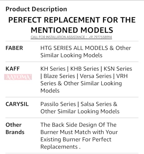 Image of Gas Hob Burner Parts for Kaff /Faber /Carysil /Crompton Etc | Kaff Burner Spares | Hob Burner Spare Parts | Faber Burner Set | 100 mm Size | Suitable for Multiple Brands