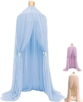 Vista 13 de ESUPPORT Toldo de cama de princesa con diseño de cúpula redonda de encaje, mosquitera, tienda de campaña, decoración de la casa, cortinas de malla