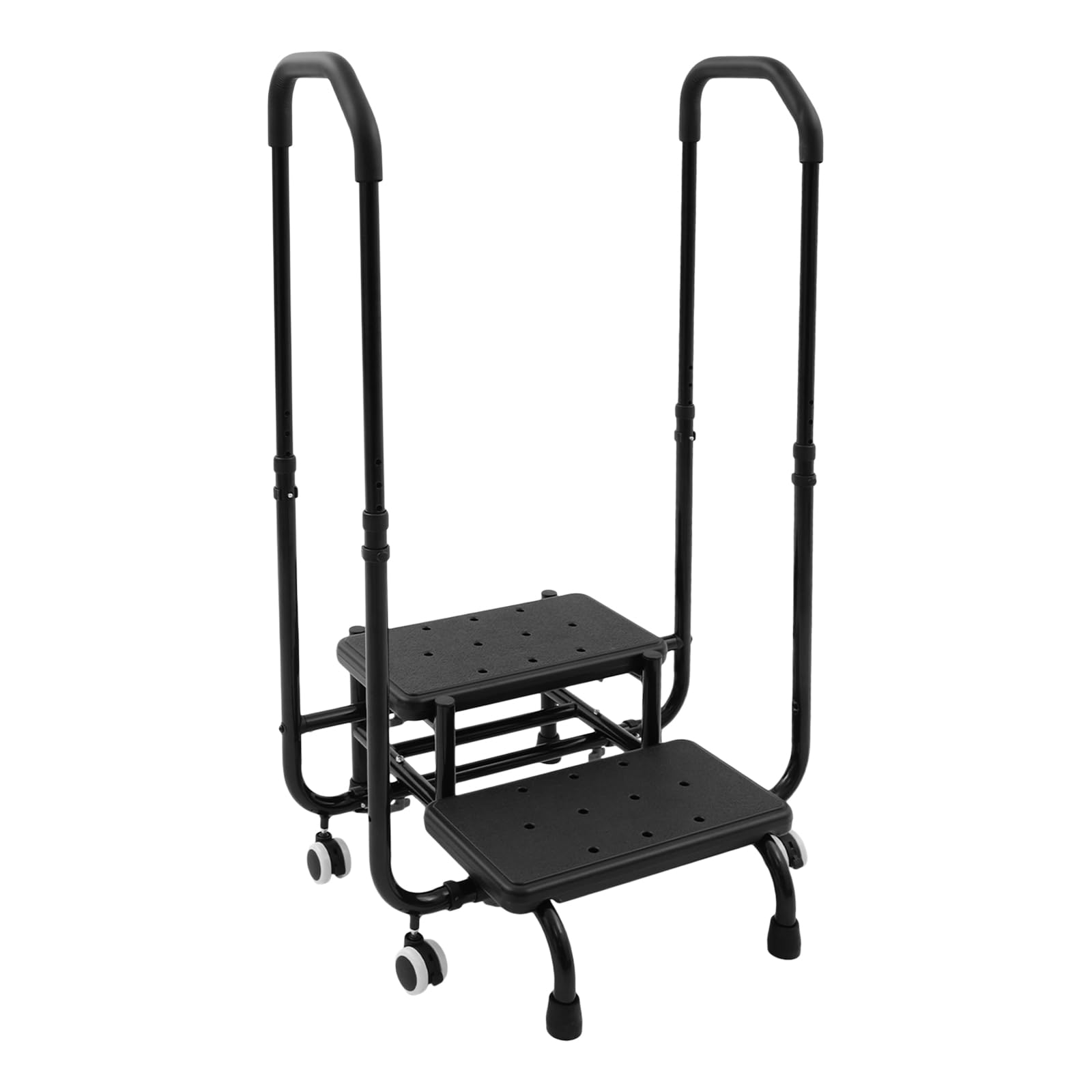 Sgabello con maniglia, 2 livelli, 136 kg, altezza regolabile (nero)