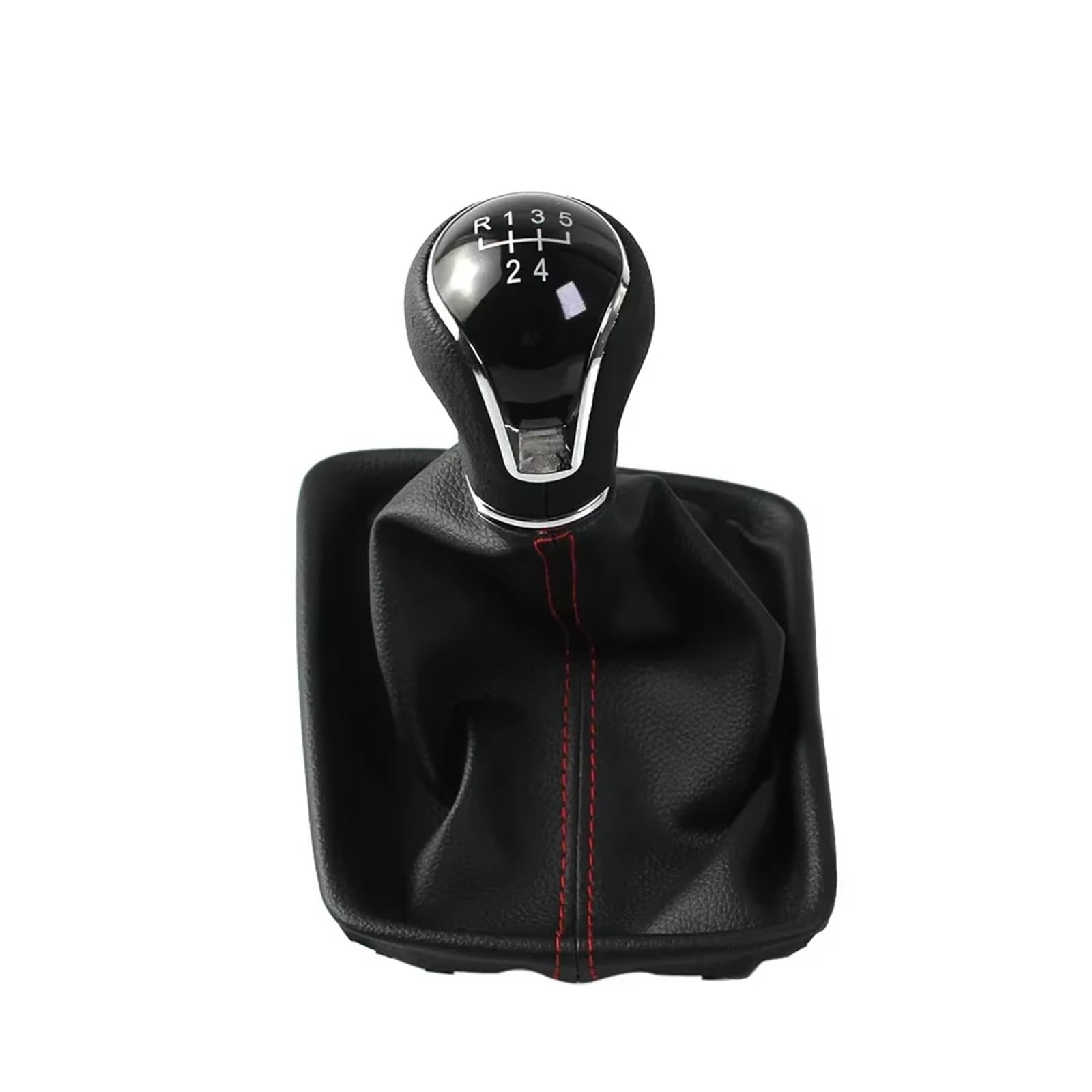Qwqaab 5 Speed Black Red Manual Gear Knob For Seat Leon Iii Mk3 5 Doors 2012-2020 Lhd Shifter Lever Manual Gear Shift Knob Pu Gaiter Boot 5/6 Speed(5 Speed Black Red)