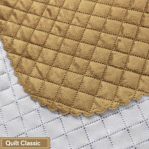 Image of HOKIPO Quilted Sofa Cover 5 Seater Set (3+1+1) - Sofa Cover for Seat & Back | 'Quilt Classic' Yellow (NEW-IN-927 * 2+925 * 4-YLW)