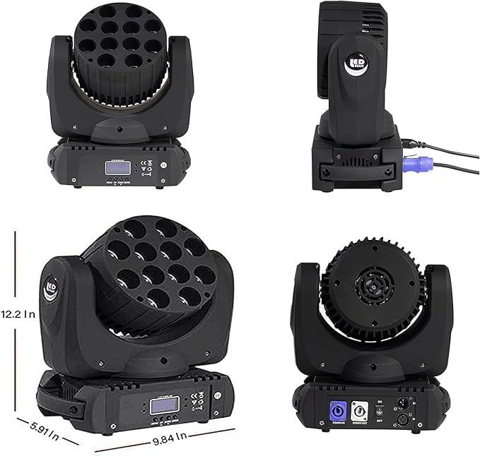 Lumière Mobile DJ SHEHDS 12x12W RGBW - Effets Strobe, DMX512, Commande Vocale - Pour Soirées, Clubs, Bars Et Scènes