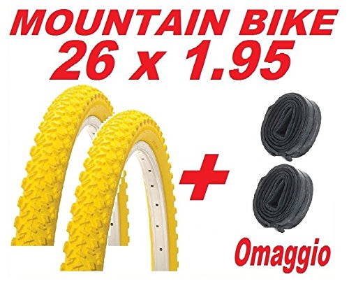 2 x Copertone 26 X 1.95 GIALLO bicicletta MOUNTAIN...