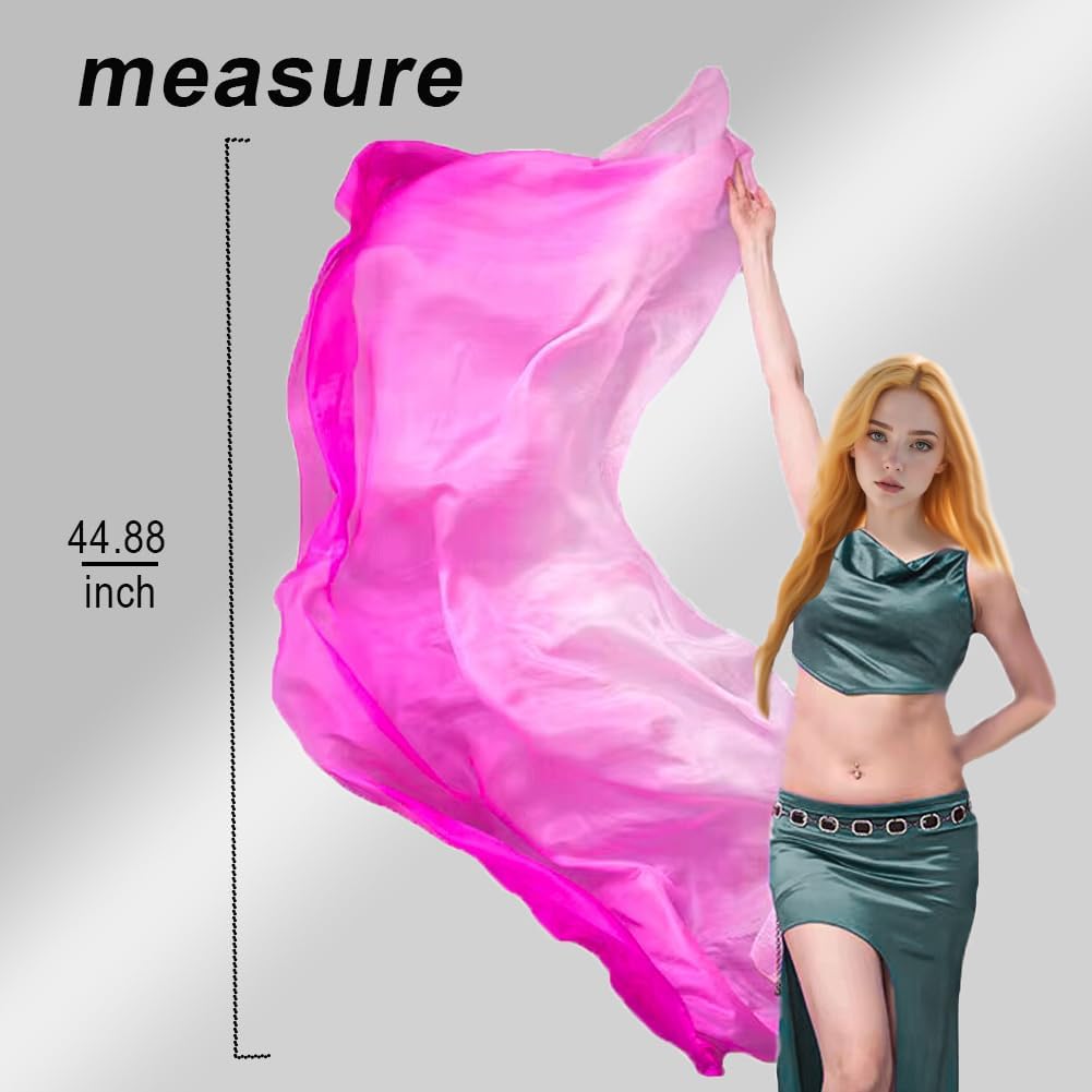 2.5x1.14m/98"x45" Women's Real Silk Belly Dance Veils and Hand Scarves Fire Flame Colors - Image 4