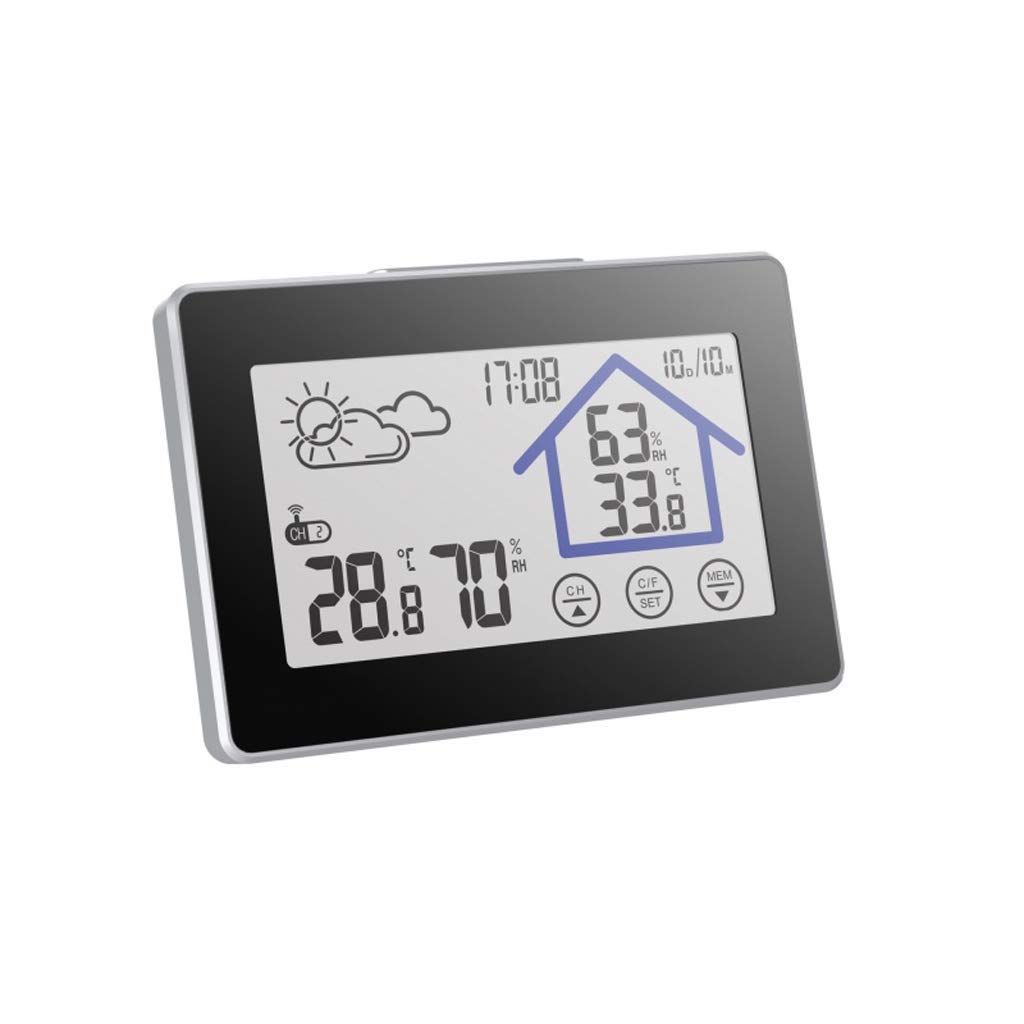 Weather Monitoring Clocks Wireless Weather Station Digital Thermometer Hygrometer With Outdoor Sensor Touch Button Time Date Home Bedroom Office Weather Monitoring Clocks