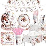 Owelleny Cowgirl Party Decorations, Saddle Up Horse Birthday Party Supplies For Girls, Wild West Western Cowgirl Horse Table Decorations For Birthday Baby Shower, Serves 24