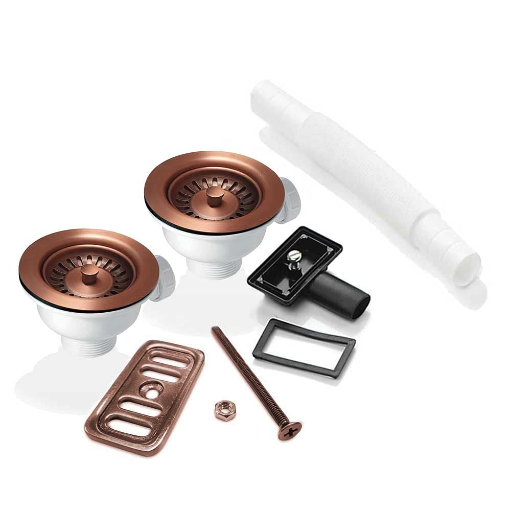 Astini Copper 2X 90Mm Antique Waste & Overflow For Rak, Rangemaster Ceramic Sink