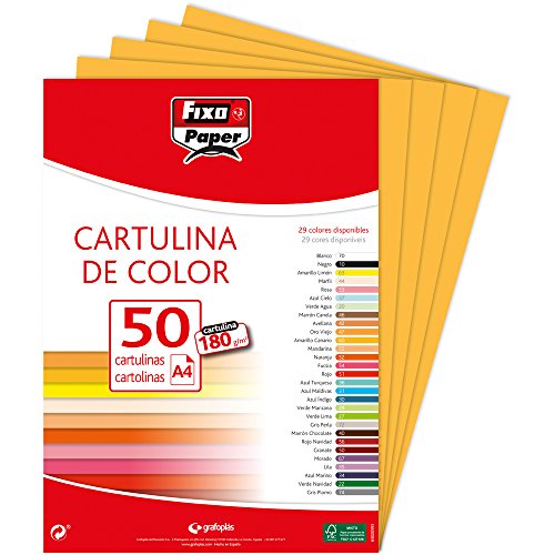 Fixo Paper 11110347 – Paquete de cartulinas A4 – 50 unidades color oro viejo, 180g