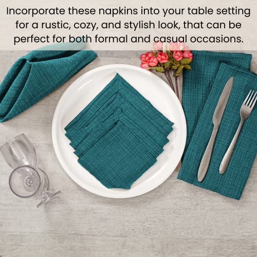 Cotton Clinic Grass-Cloth Dinner Napkins – Perfect Everyday Use Table Linen – Soft Durable Washable – Ideal For Party Wedding Farmhouse Christmas Easter – Set Of 12 (20X20 In/ Teal Green) #TOP5