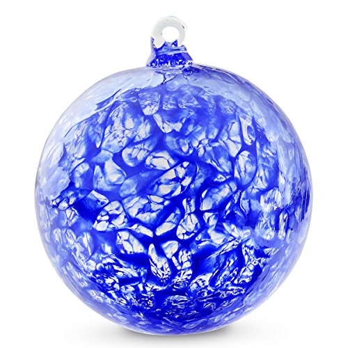Friendship Ball Cobalt Blue Web Design 4 Inch Kugel Iridized Witch Ball by Iron Art Glass Designs