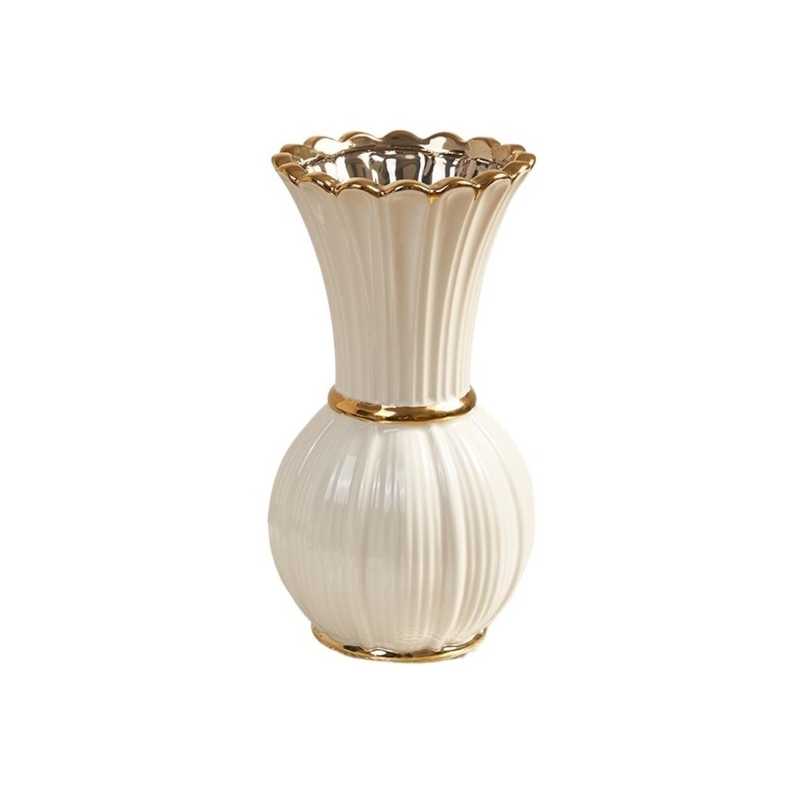 Modern Minimally Modern Ceramic Vase with White Floral Arrangement Living Room Decoration Centerpieces(Large)