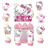 25pcs Kitty Cake Decorations with 24pcs Cupcake Toppers, 1pcs Cake Topper for Wrestling Birthday Party Supplies