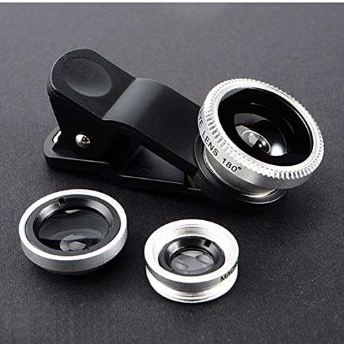 Telefon Fisheye-Objektiv 3in1, Handy-Kamera-Objektiv-Kit Weitwinkelobjektiv Makro-Objektiv Fischaugenlinse (Silber… – Bild 7