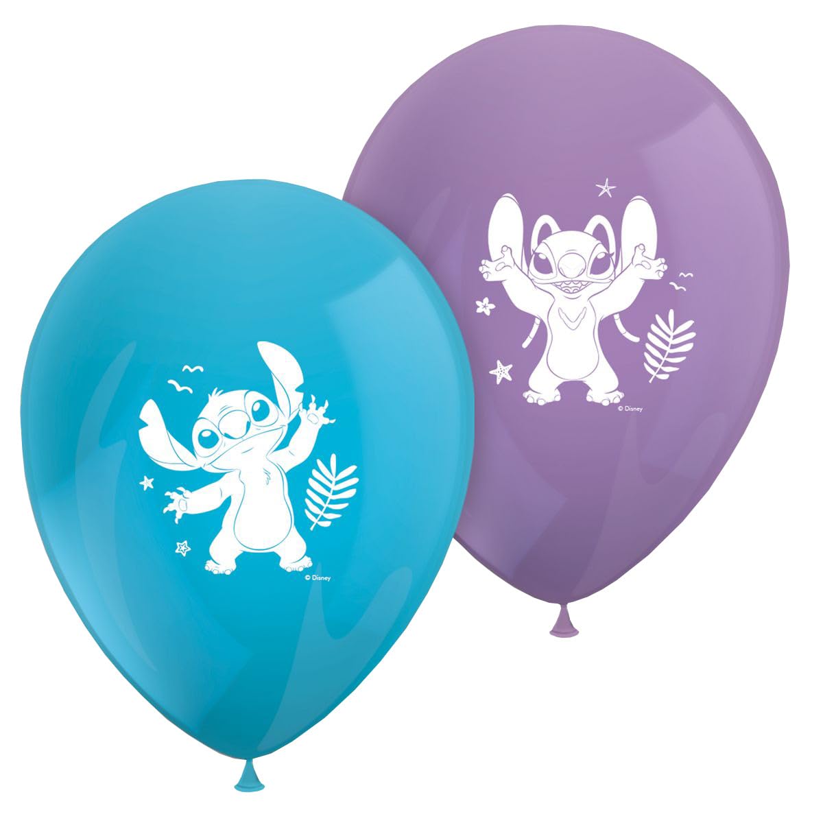 Procos - Decorazione di compleanno Stitch, set da 55 pezzi, contiene 8 piatti di carta, 8 bicchieri di carta, 20 tovaglioli, tovaglia, ghirlanda, 8 palloncini, palloncino in foil, 8 sacchetti