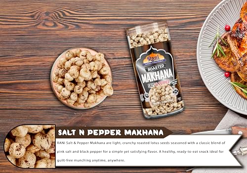 Image of Rani Roasted Makhana (Fox Nut /Popped Lotus Seed) Salt & Pepper Flavor 2.6oz (75g) Ready to eat, Hand Picked Foxnuts ~ All Natural | Vegan | Gluten Friendly | NON-GMO | Kosher | Indian Origin