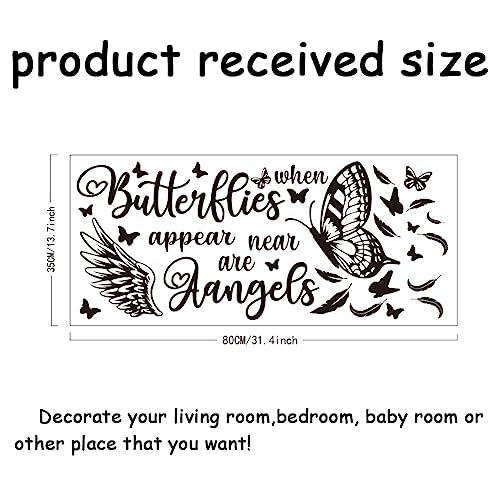 SUPERDANT Butterfly Angel Wings Wall Decals Wall Stickers Inspirational Quotes Wall Mural Black Motivational Saying Girls Women Classroom Living Room Decorations Art Wall Sticker Vinyl Transfer - Image 2