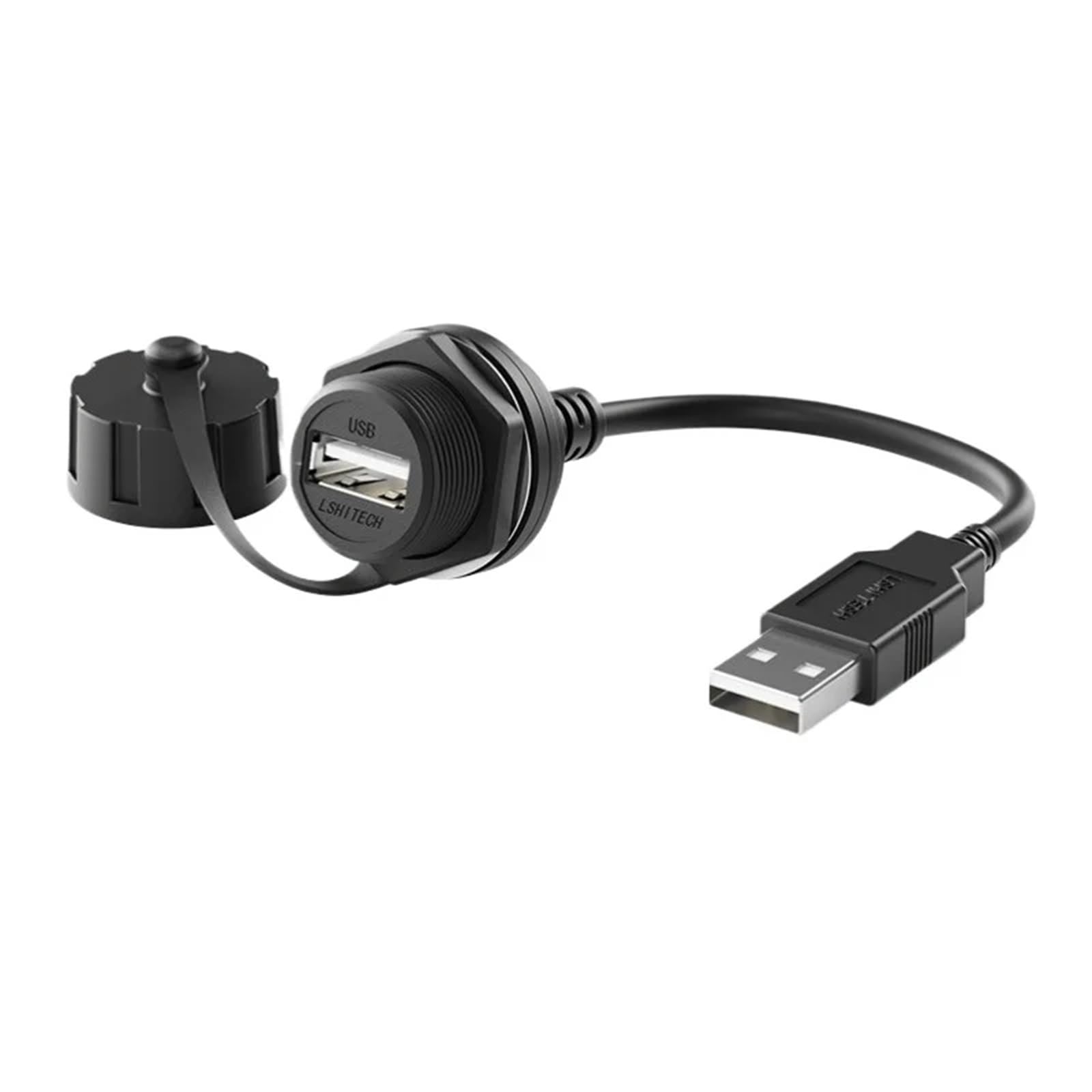 LU20 0,5 m, 1 m, 3 m, 5 m, gniazdo USB A, przód, tył, wtyczka USB 2.0, wtyczka M20, 1,5 A, kabel przedłużający, dane USB, adapter (kabel USB 1,5 m, metalowy rowek)