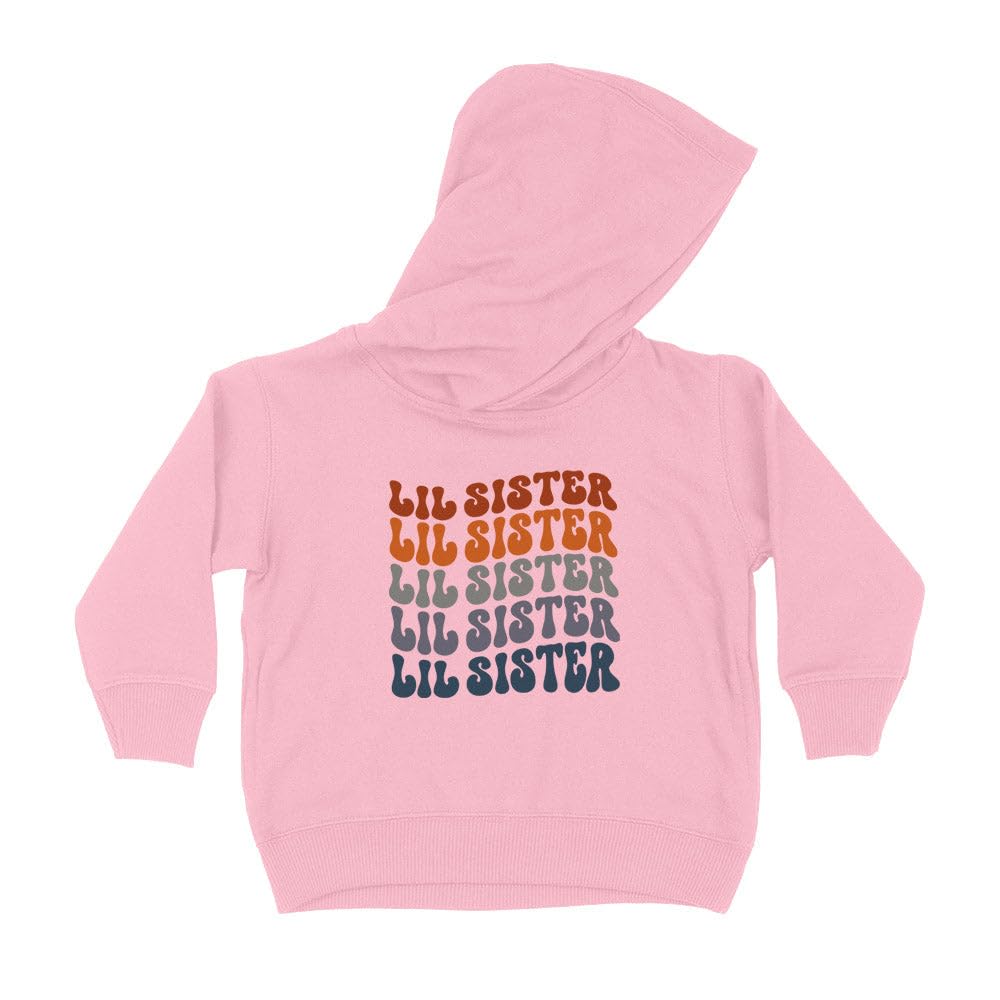 Repeating Lil Sister Kids Hoodie Sweatshirt Toddler 4T Light Pink
