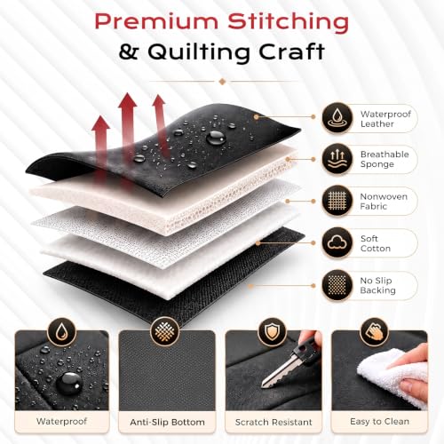 Image of Coverado Upgraded Leather Car Seat Covers Full Set, Custom Fit Honda CR‑V 2023‑2026 EX EX‑L LX Sport Sport‑L Sport Touring, Waterproof Wear‑Resistant Seat Protector, Black