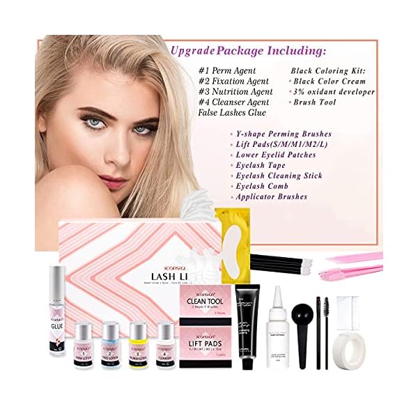 Lash Lift and Black Kit, Professional Eyelash Perm Kit and Black Eyelash & Eyebrow Set 3 in 1, Quick Lifting & Voluminous Coloring with Complete Tools Christmas Gifts for Women Salon Grade Home DIY