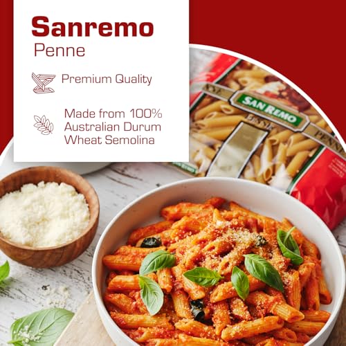 Image of San Remo Penne Pasta, 500g | Italian‑Style Tube Pasta | Source of Protein & Fibre | 100% Vegetarian (Pack of 3)