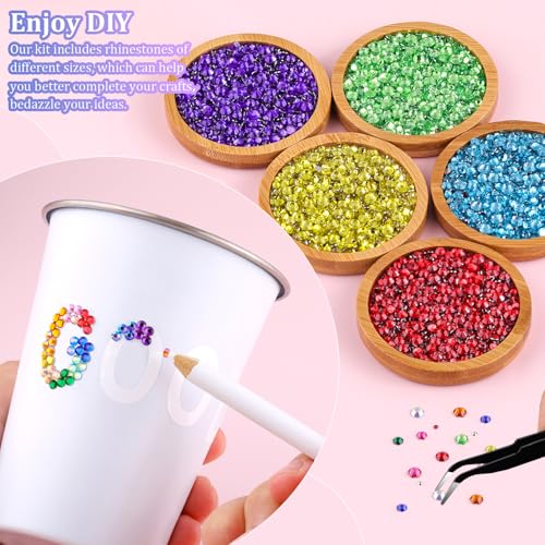 Image of 30000Pcs Resin Rhinestones for Crafting, Multicolor 2 /3 /4mm Flacktback Gems with 1Pcs B7000 Jewelry Glue, Bedazzling Crystal for DIY Crafts Clothing Tumblers Mugs Shoes Fabric Nail Art