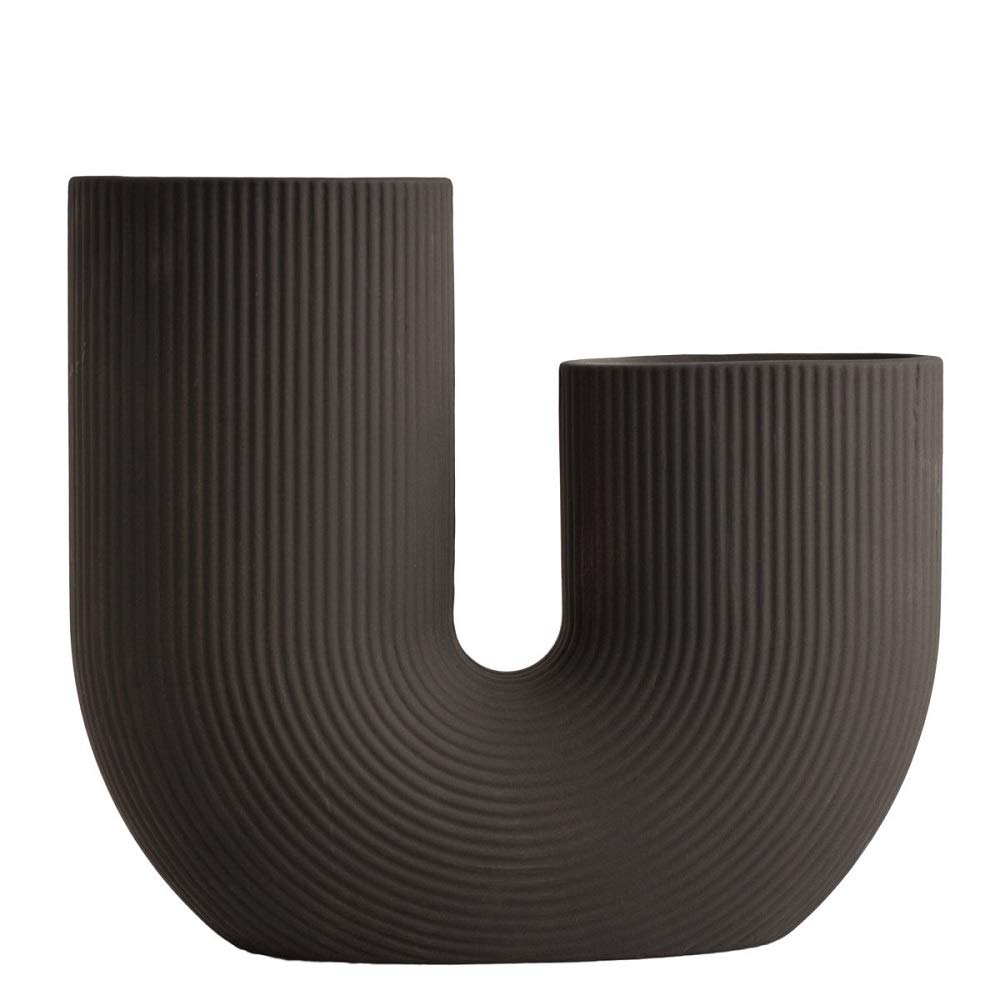 Storefactory - Stråvalla - Vase - U Vase - Bogenvase - Keramik - Dunkelgrau - Maße (LxBxH): 24 x 7 x 21 cm