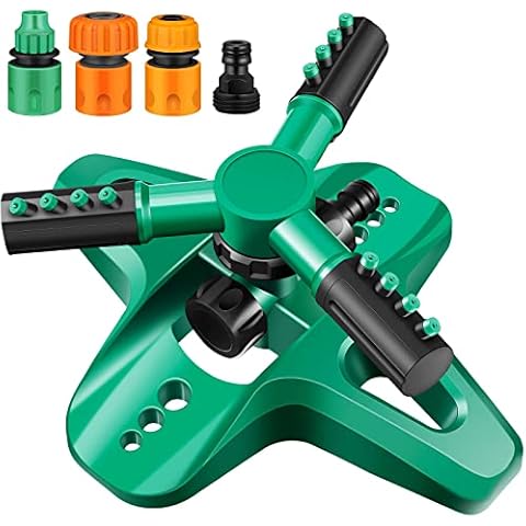 Rotating Lawn Sprinkler Large Area Coverage Water Sprinkler for Lawn 360 Degree Automatic Garden Sprinklers Yard Sprinklers with 3 Connectors for Outdoor Grass Watering Irrigation System Cover